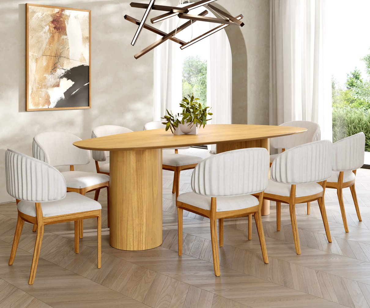 mesa de jantar organica 120x240cm damasco 1