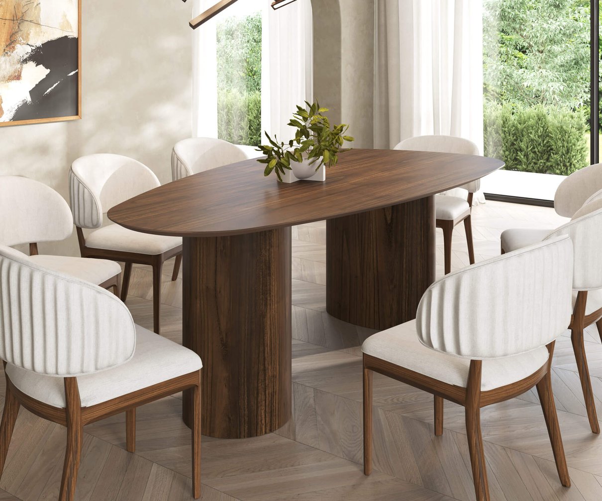 mesa de jantar organica 120x220cm castannho 1