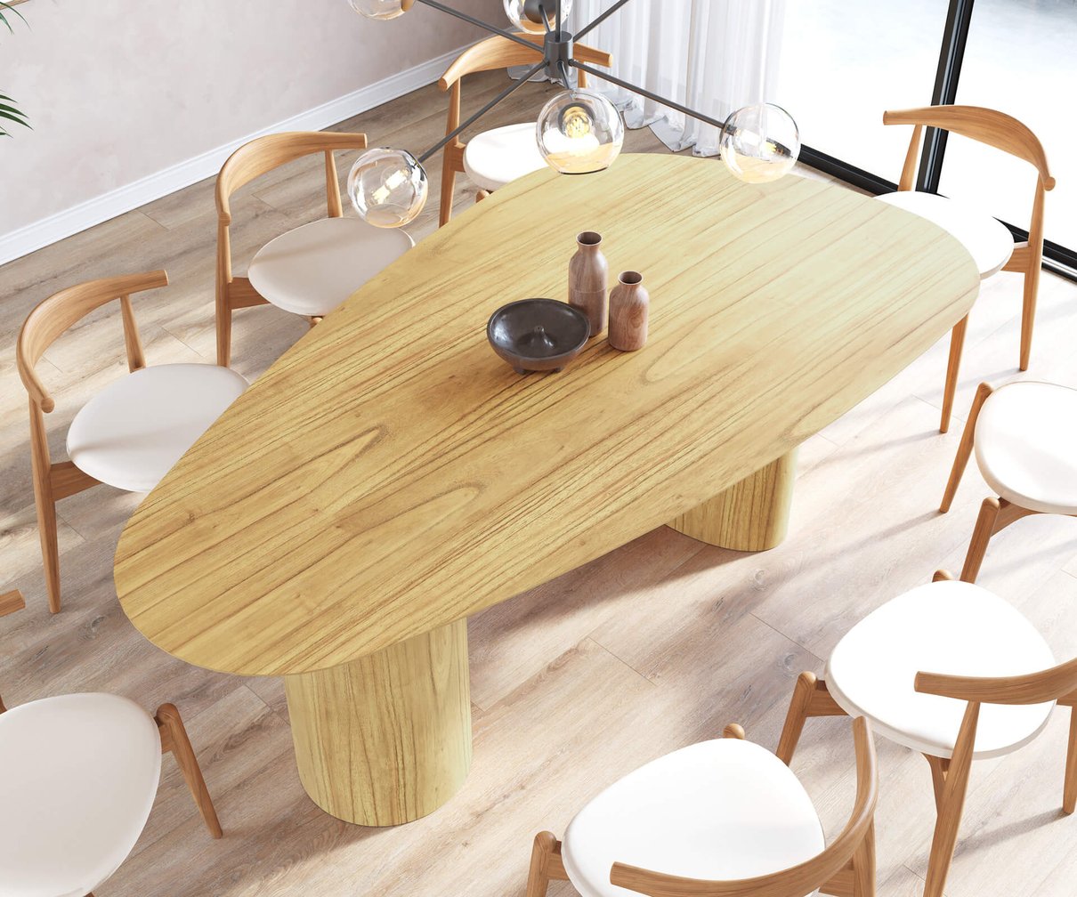 mesa de jantar organica 120x220cm damasco 2