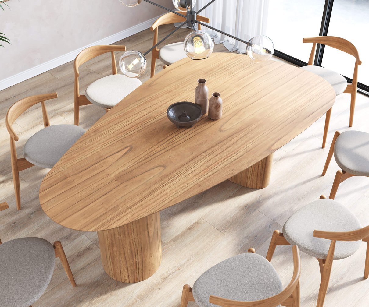 mesa de jantar organica 120x220cm mel 2