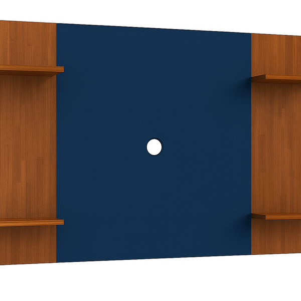 estante moderna com painel azul