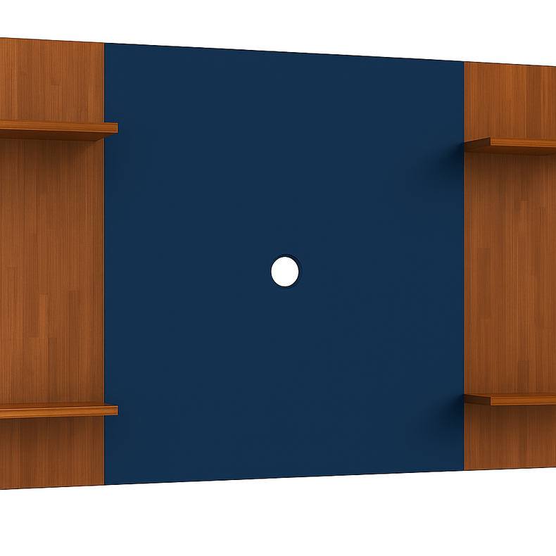 estante moderna com painel azul