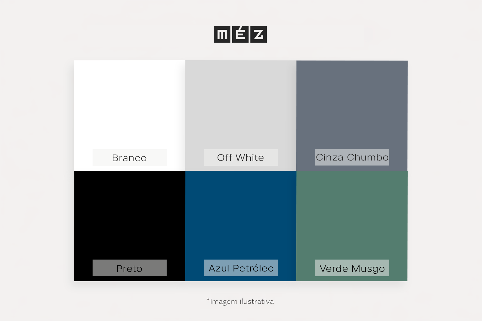 Tabela virtual de cores e acabamentos da M&eacute;z M&oacute;veis
